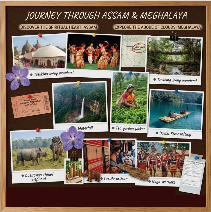Assam & Meghalaya – “From Tea Gardens to Living Bridges: The Ultimate Northeast Escape.”